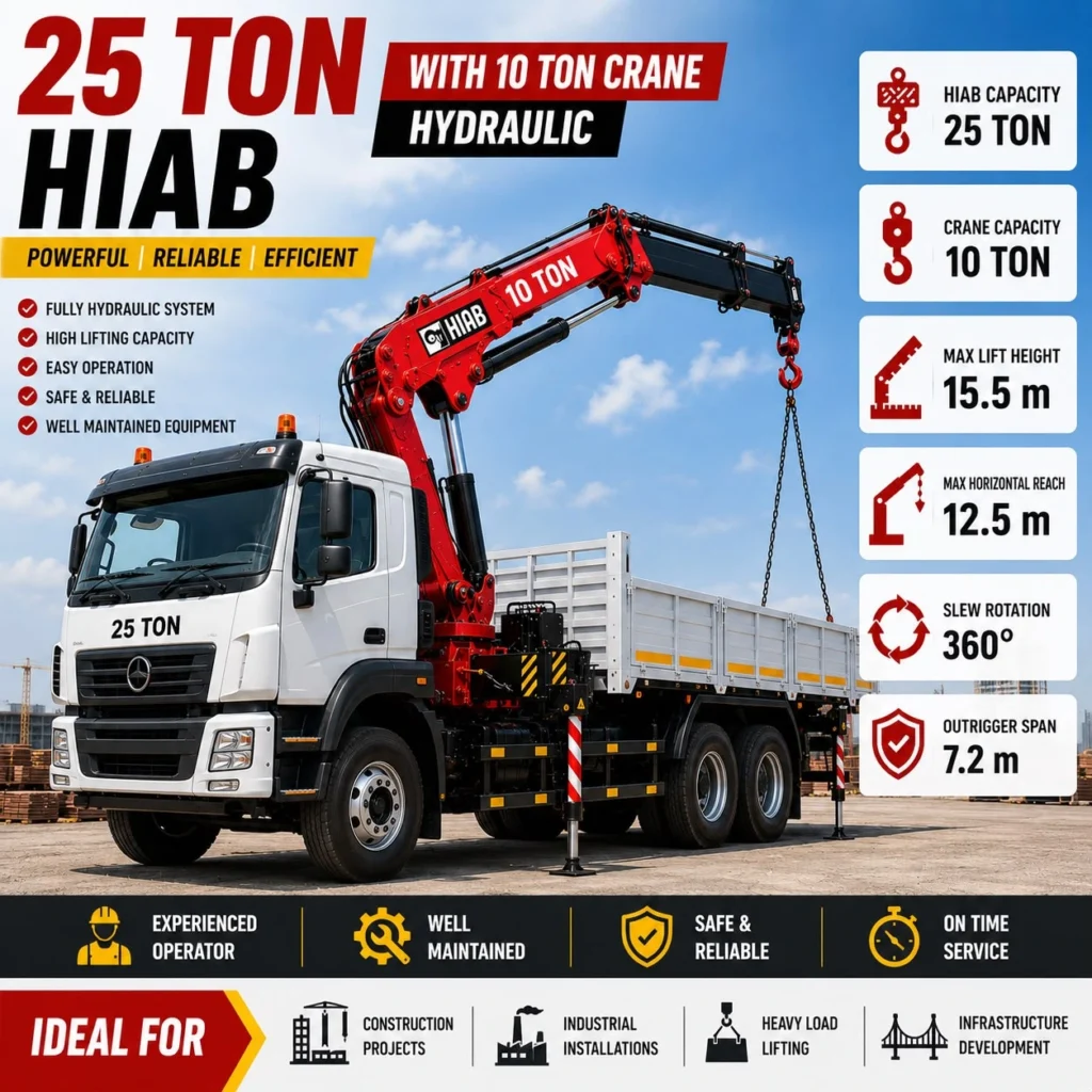 25 ton hiab with 10 ton crane hydraulic