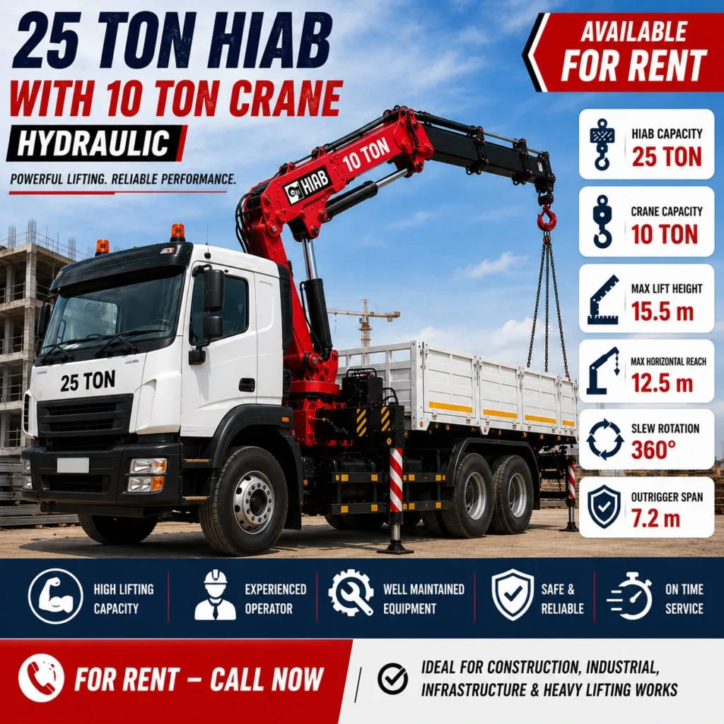 25 ton hiab with 10 ton crane hydraulic